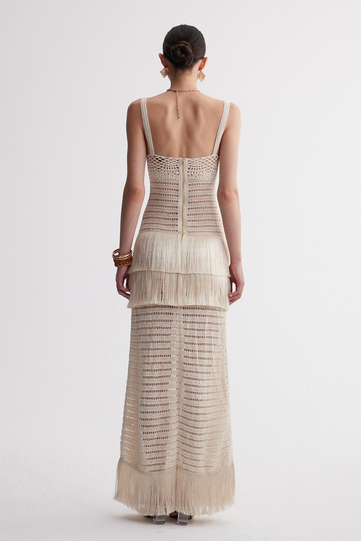 Iraia Crochet Fringe Maxi Dress