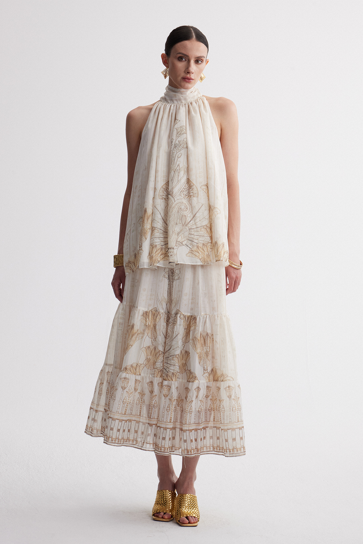 Irakli Halter Neck Print Skirt Set
