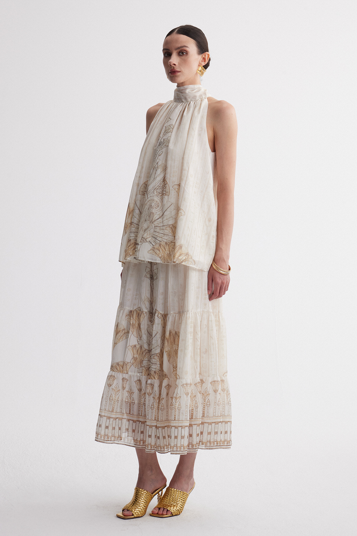 Irakli Halter Neck Print Skirt Set