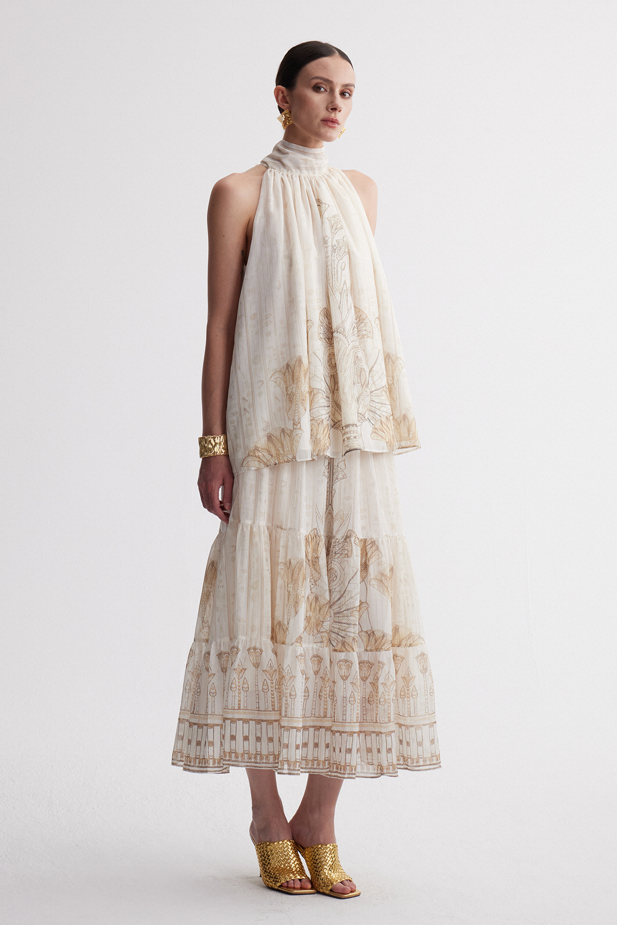Irakli Halter Neck Print Skirt Set