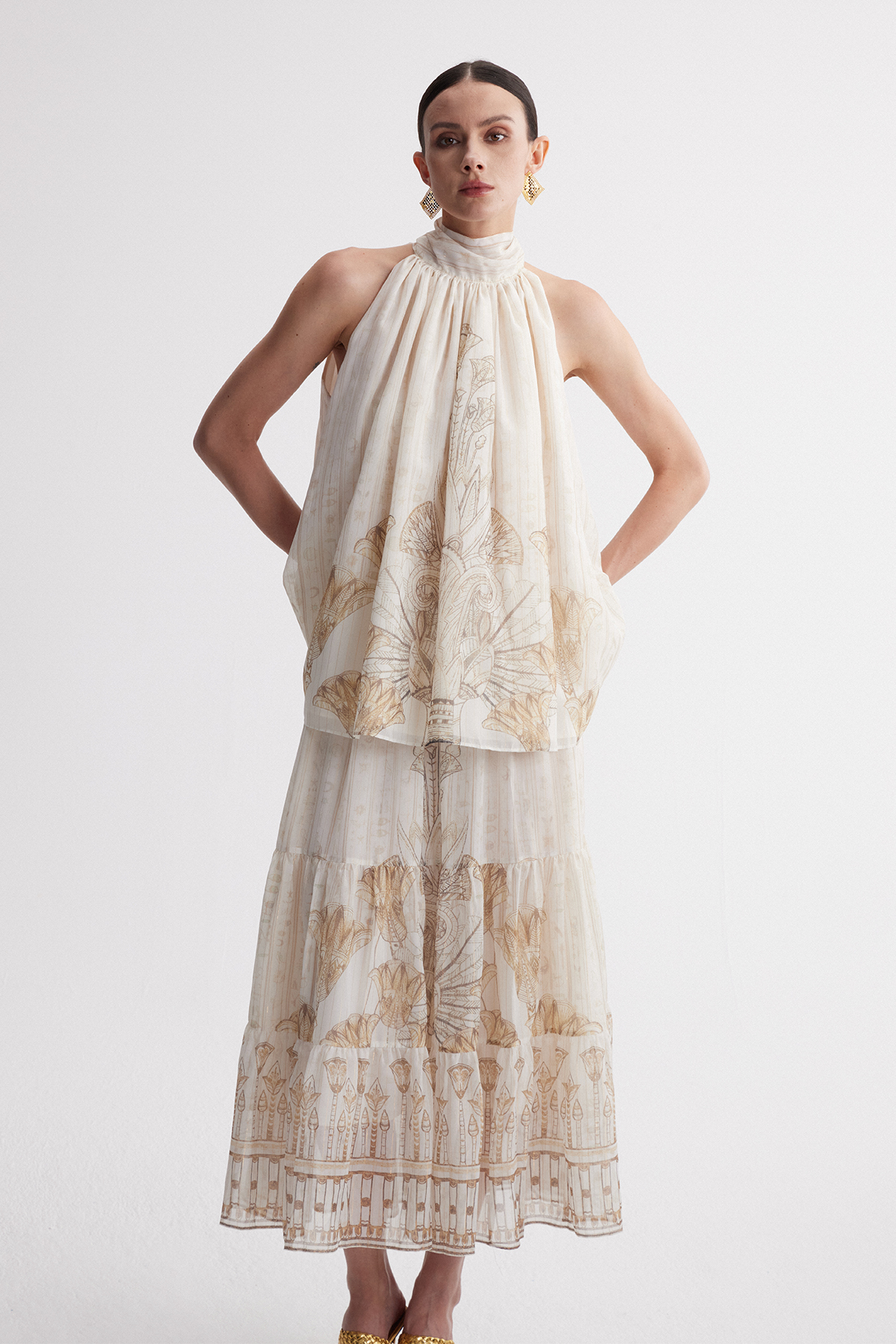Irakli Halter Neck Print Skirt Set
