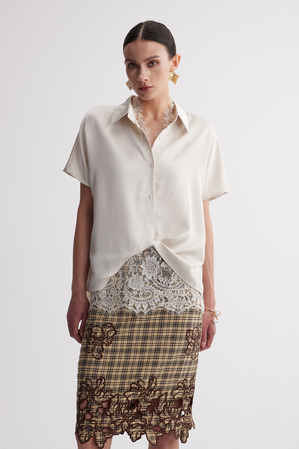 Iraklis Lace Satin Shirt