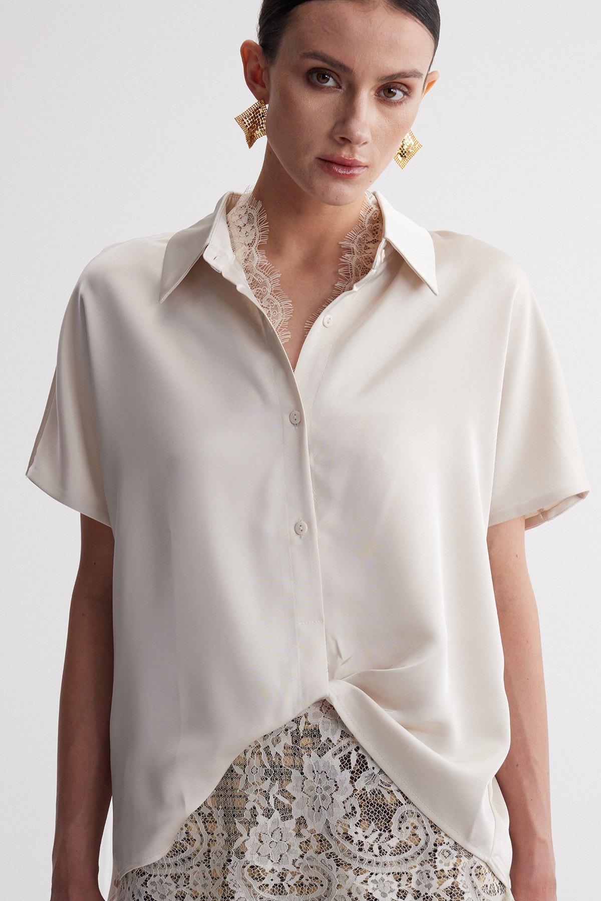 Iraklis Lace Satin Shirt
