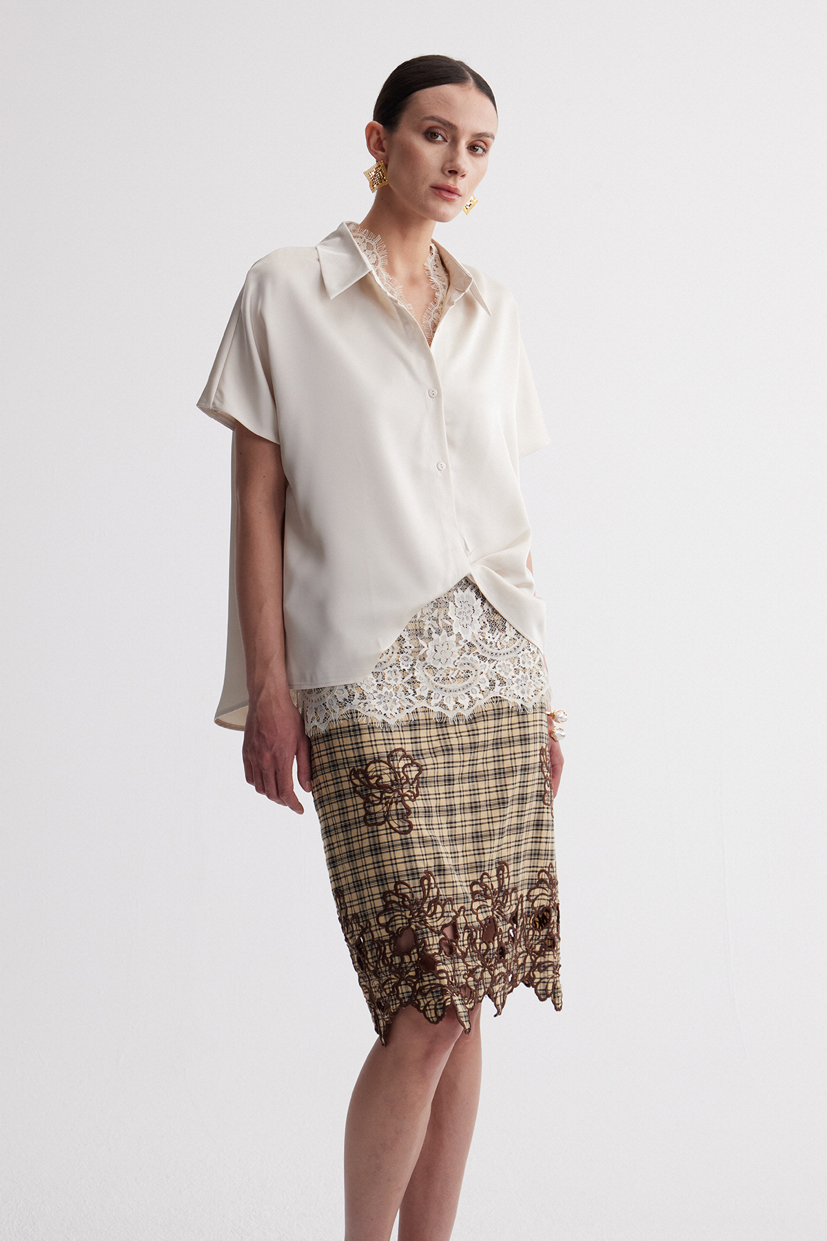 Iraklis Lace Satin Shirt