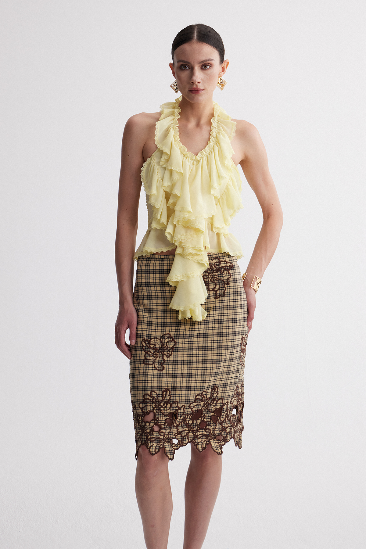 Irakliy Halter Neck Ruffle Top