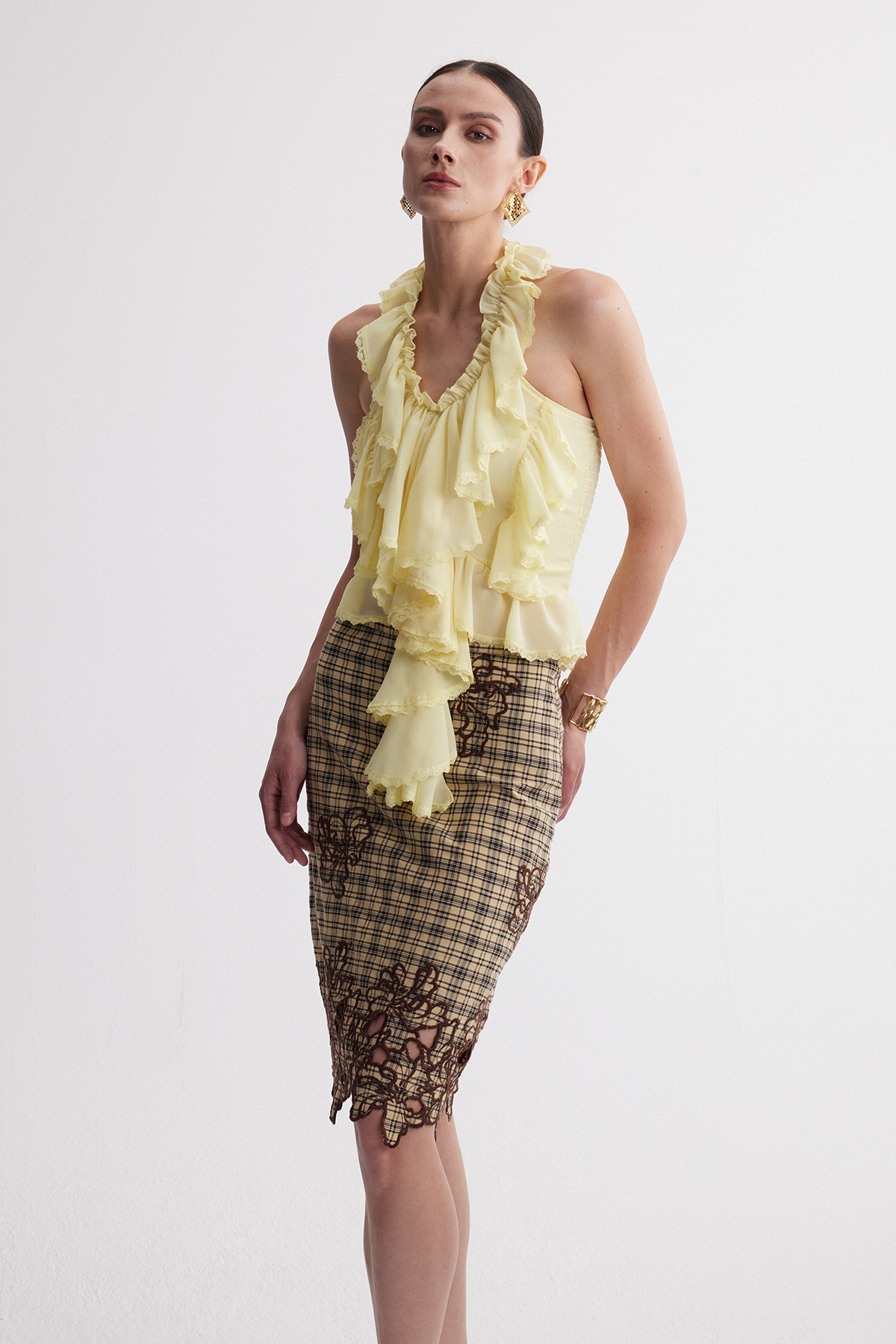 Irakliy Halter Neck Ruffle Top