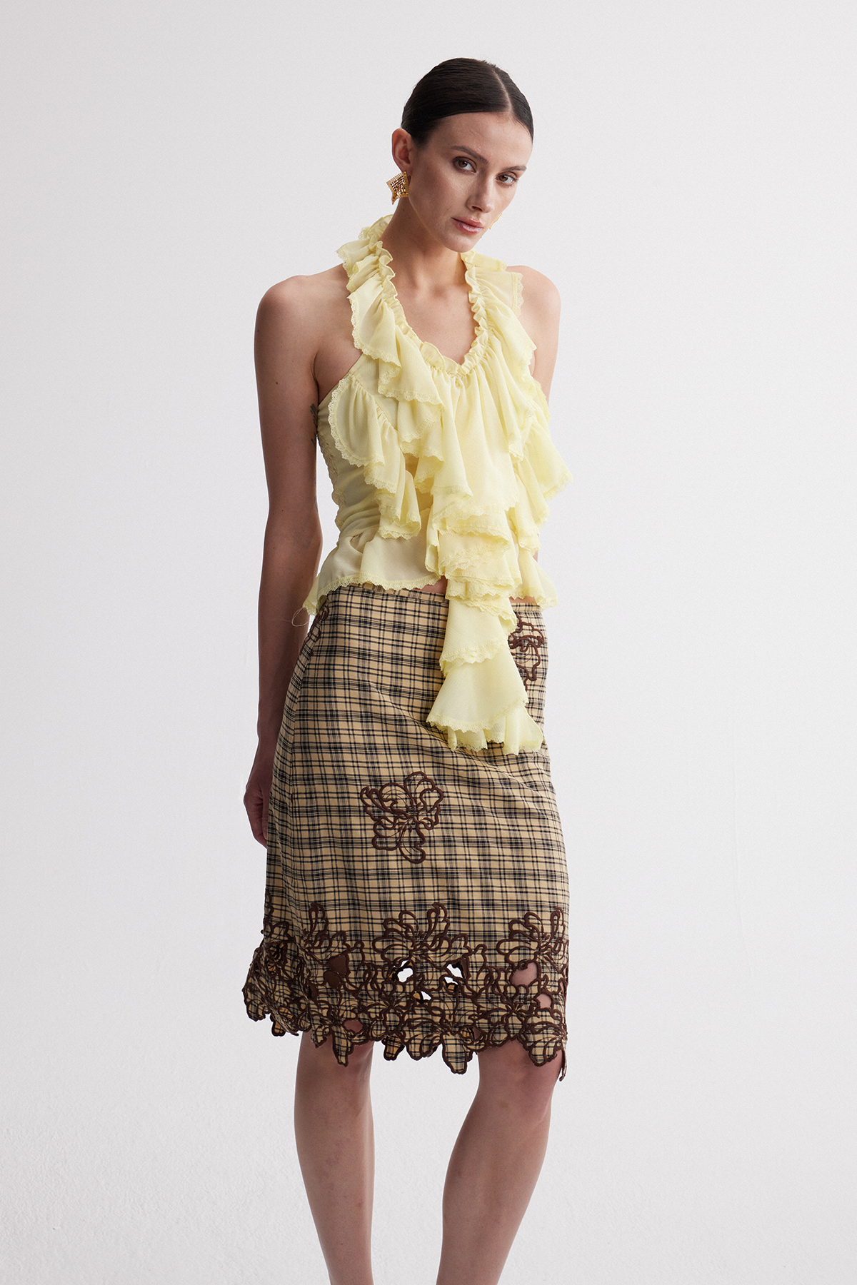 Irakliy Halter Neck Ruffle Top