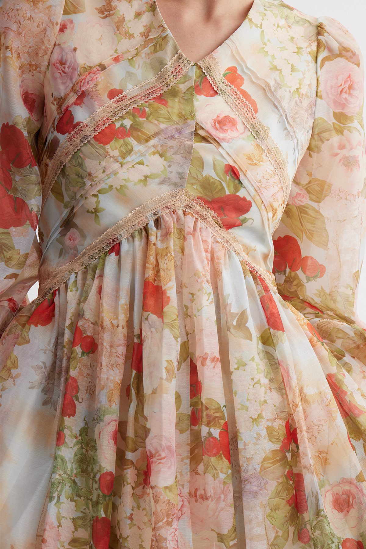 Ireen Balloon Sleeve Print Midi Dress