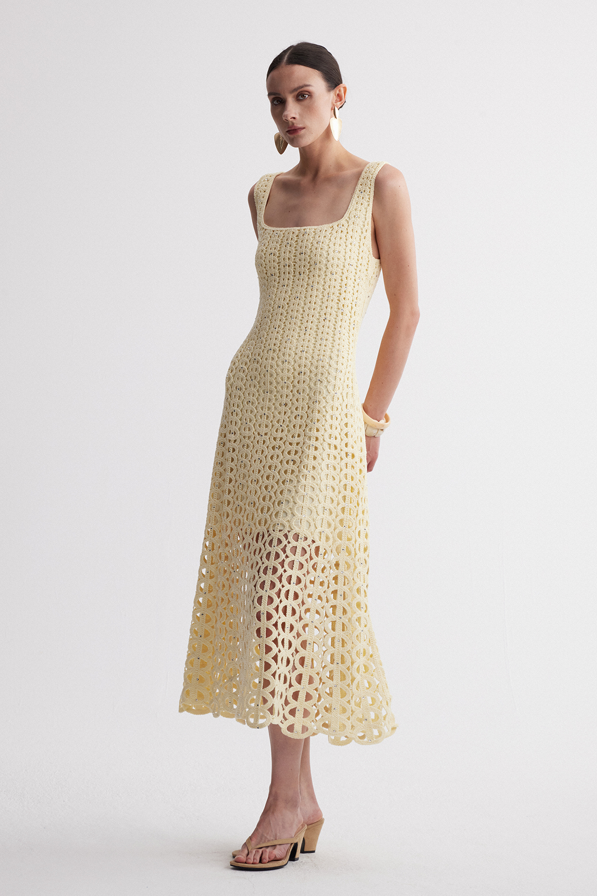 Irek Rhinestone Kint Maxi Dress