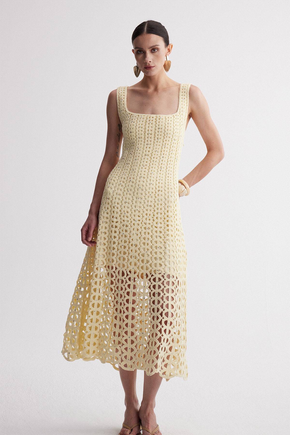 Irek Rhinestone Kint Maxi Dress
