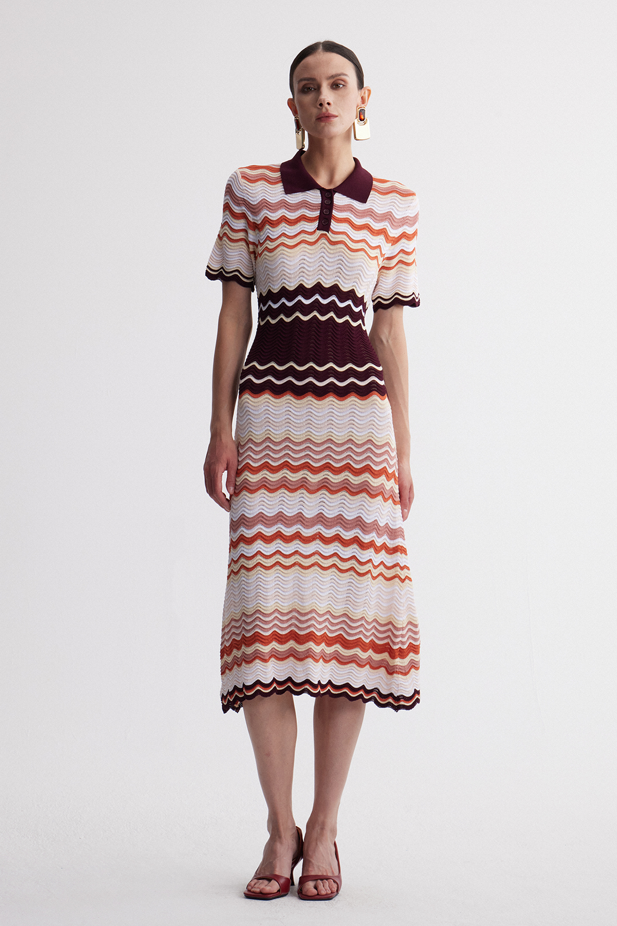 Iren Stripe Midi Shirt Dress