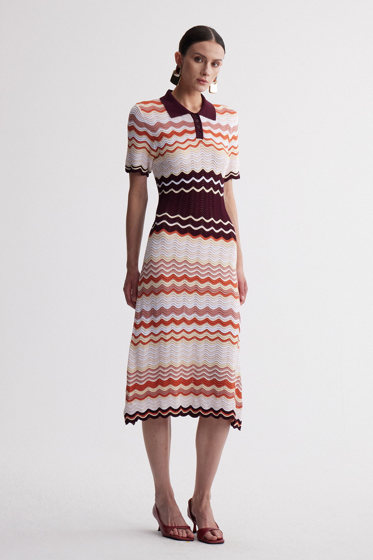 Iren Stripe Midi Shirt Dress