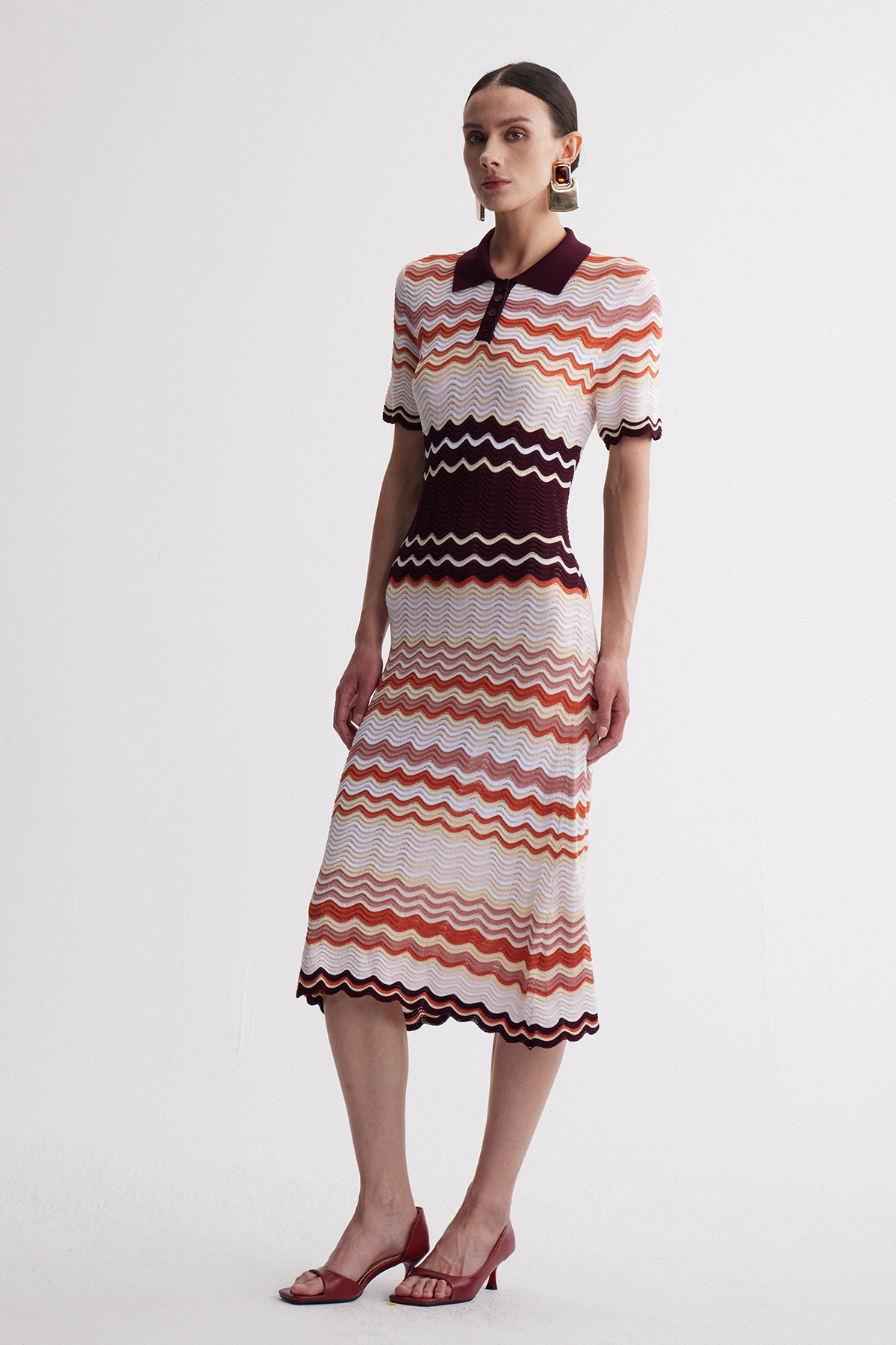 Iren Stripe Midi Shirt Dress
