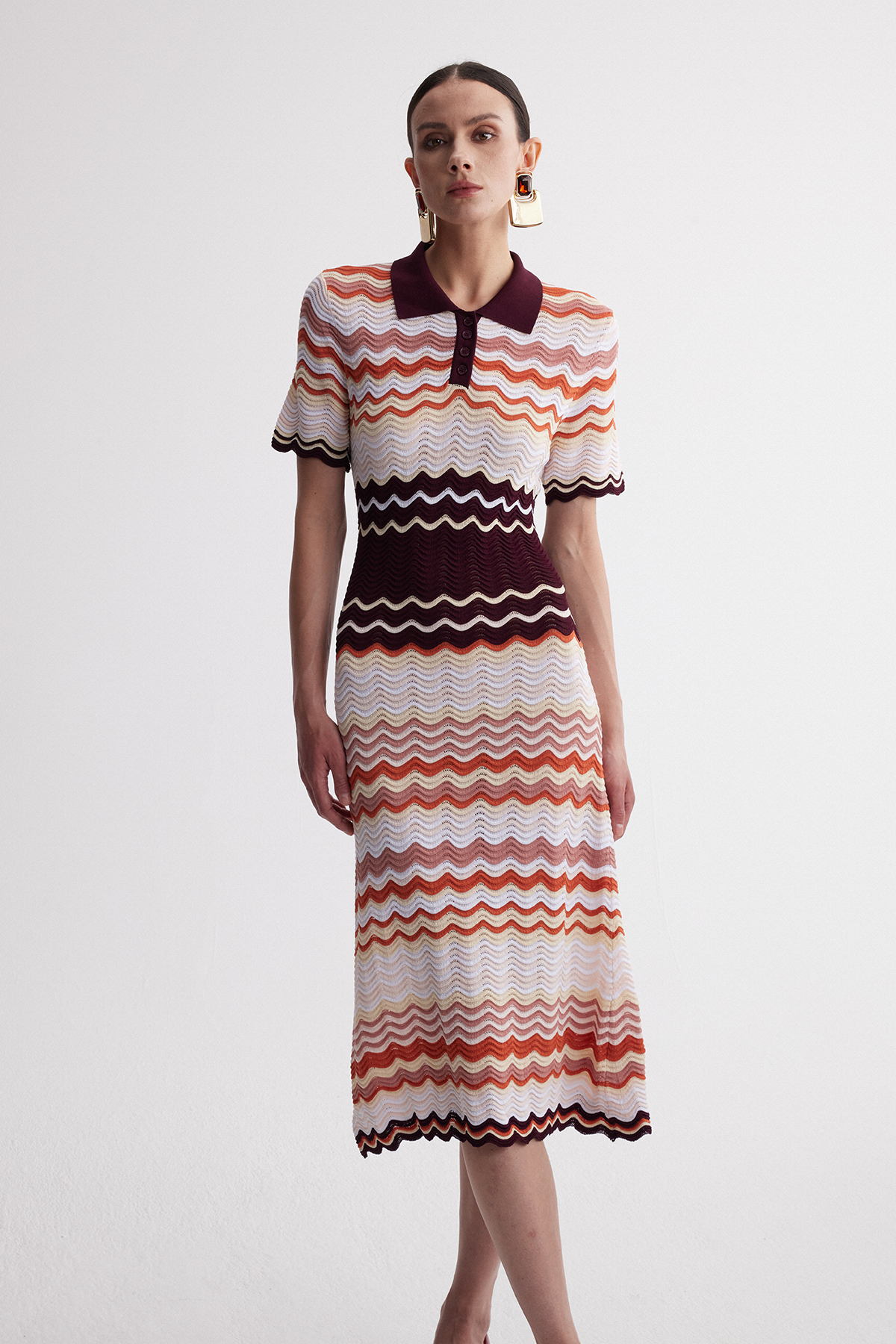 Iren Stripe Midi Shirt Dress