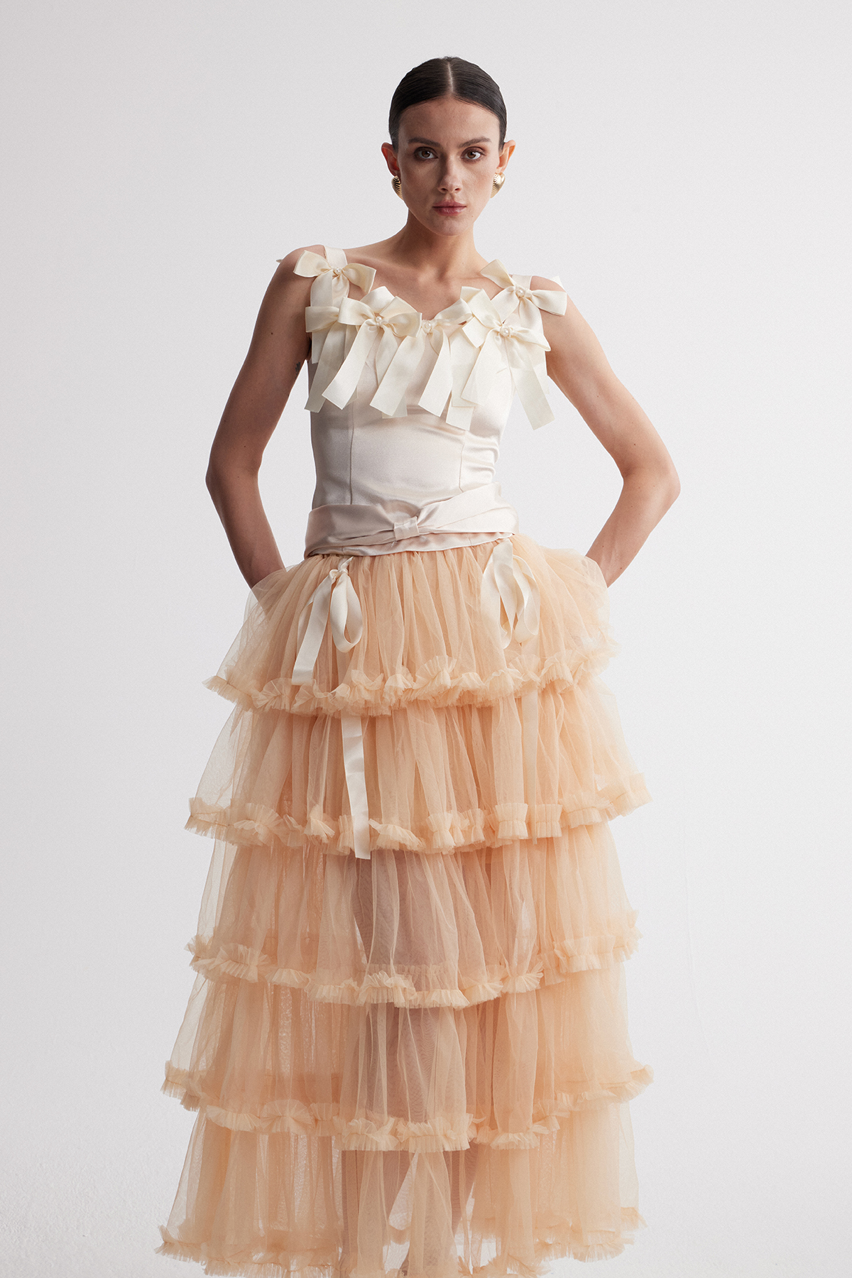 Irenaeus Bow Mesh Skirt Set
