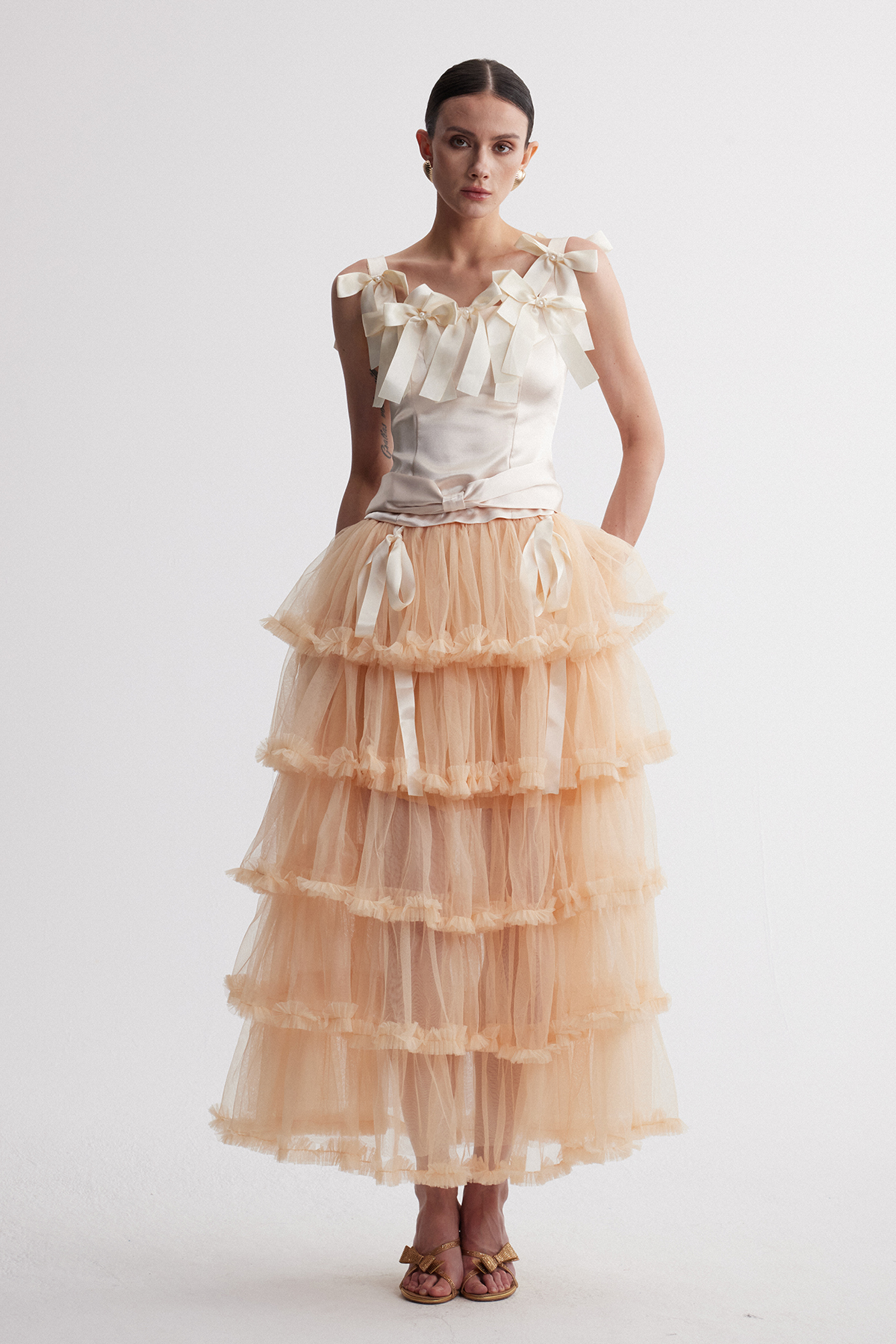Irenaeus Bow Mesh Skirt Set