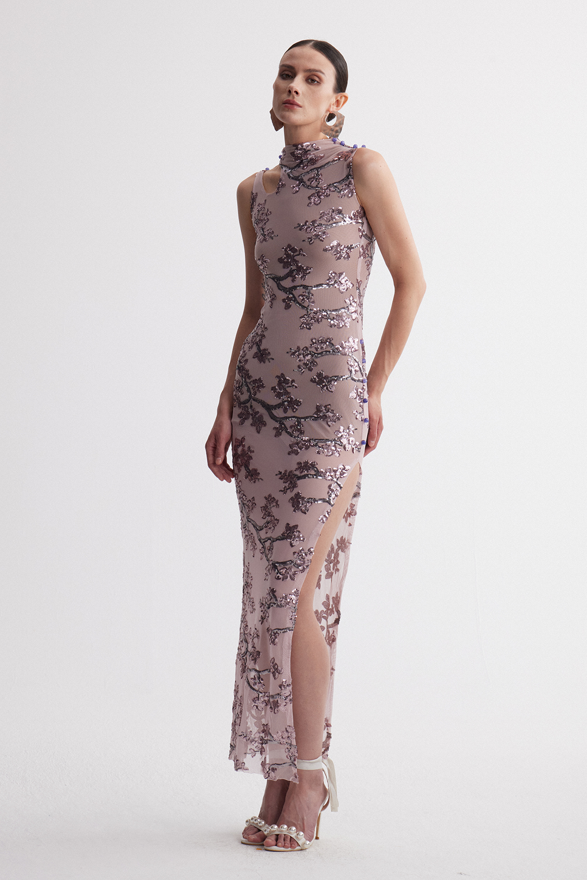 Ireneo Embroidered Qipao Maxi Dress