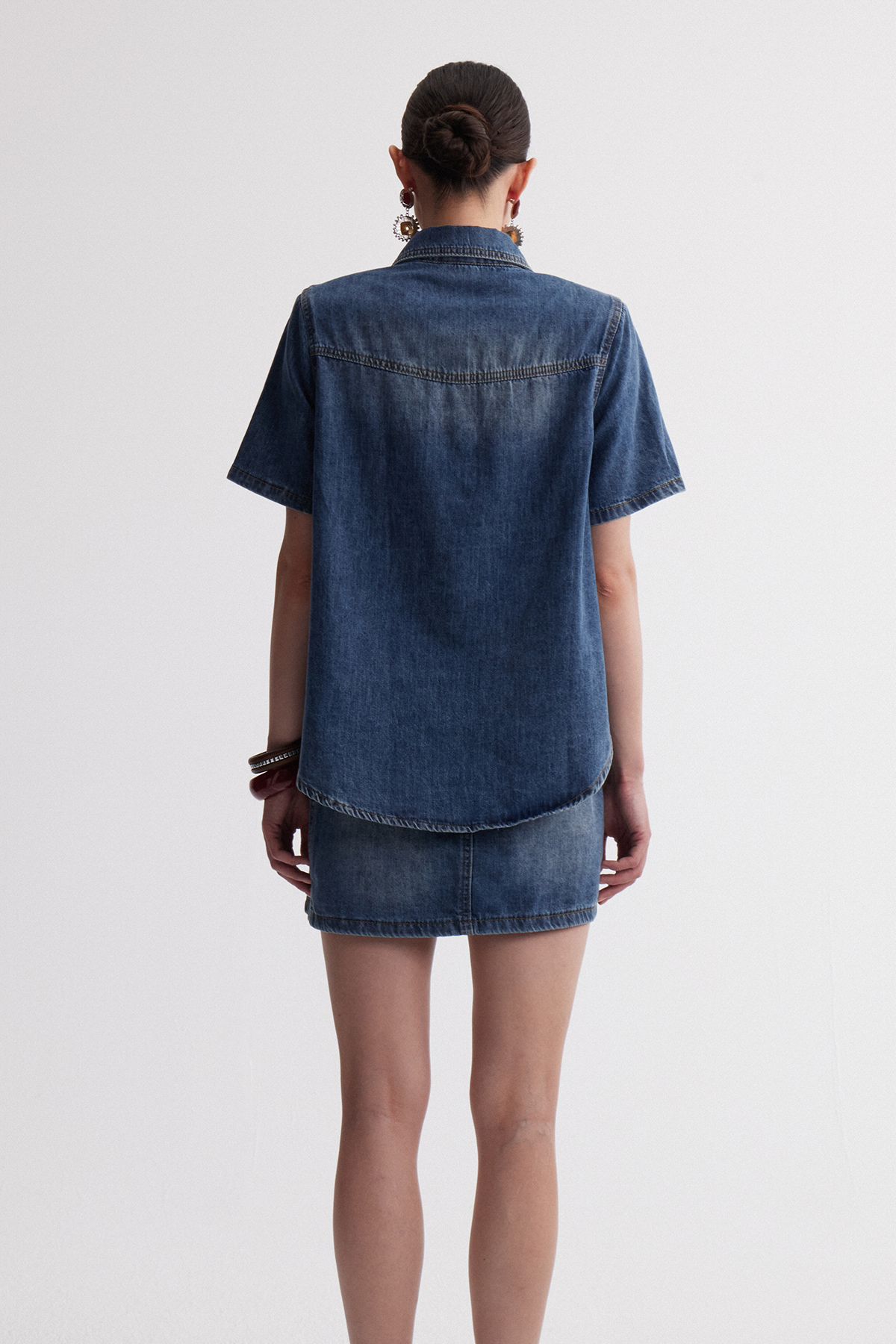 Ireneus Asymmetric Denim Skirt Set