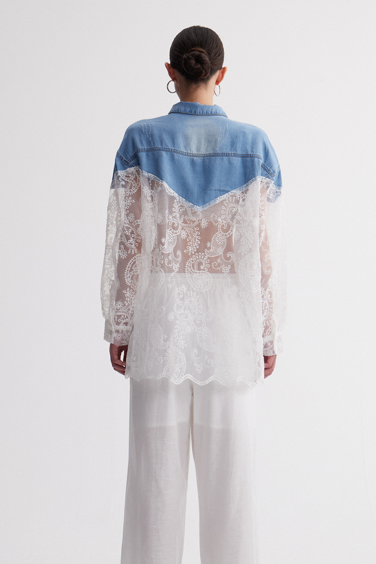 Ireneusz Lace Deconstruct Denim Top