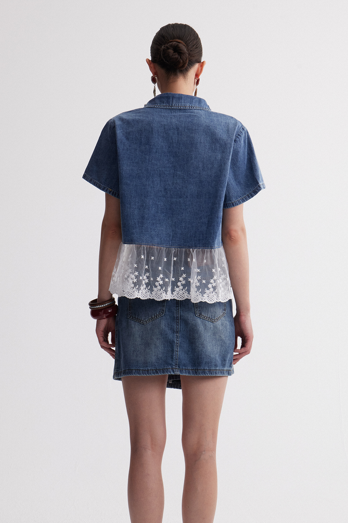 Irenka Rhinestone Denim Top