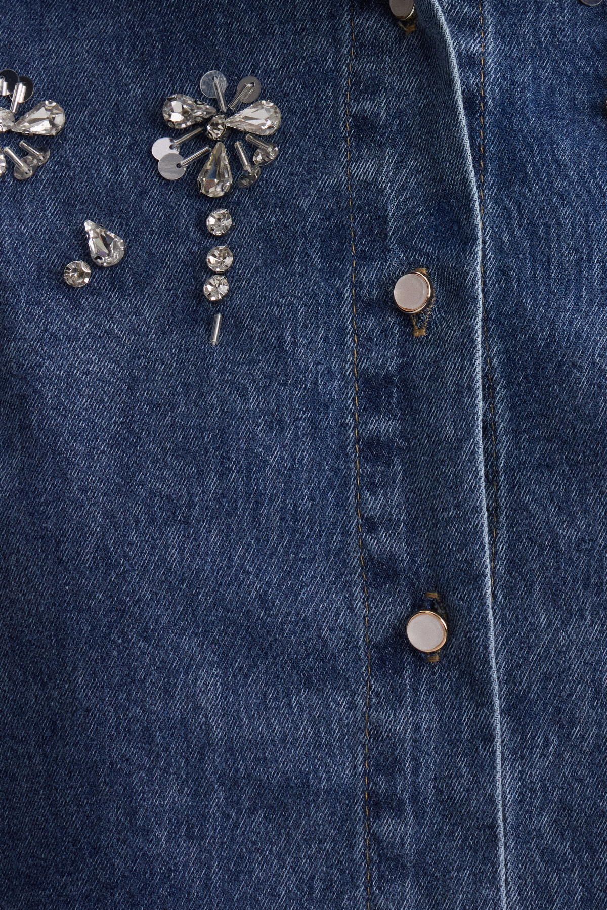 Irenka Rhinestone Denim Top