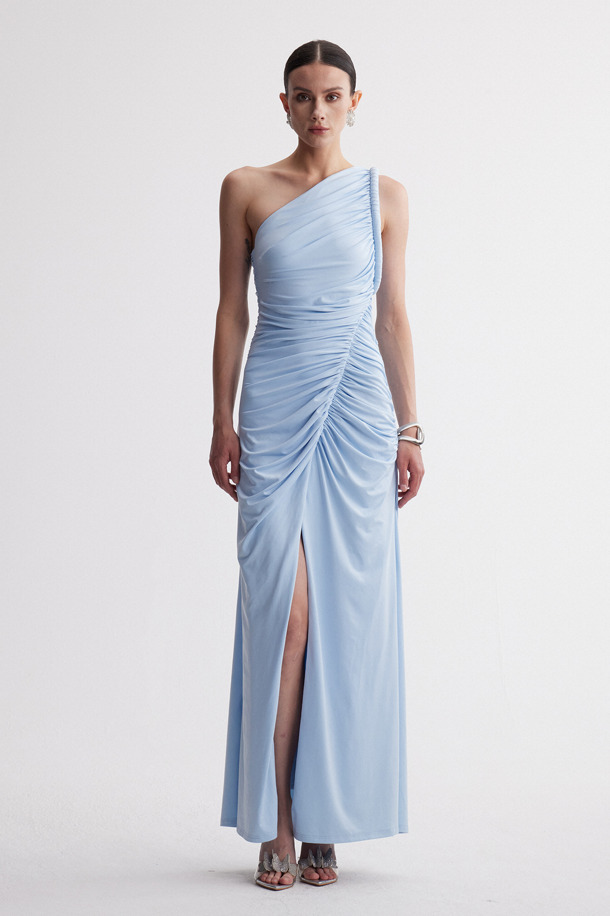 Iria One Shoulder Ruch Maxi Dress