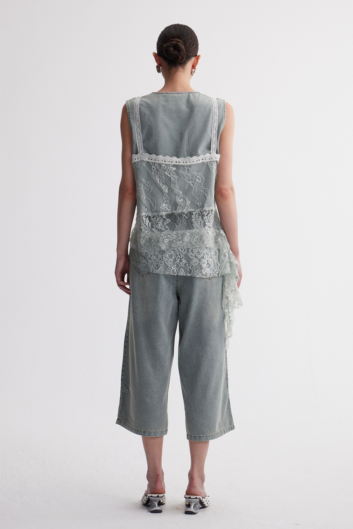 Irida Lace Deconstruct Denim Pants Set