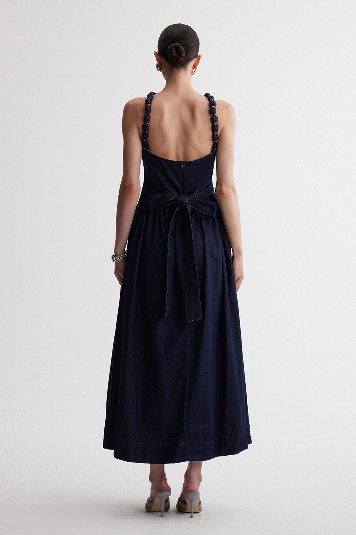 Irine Backless Denim Maxi Dress
