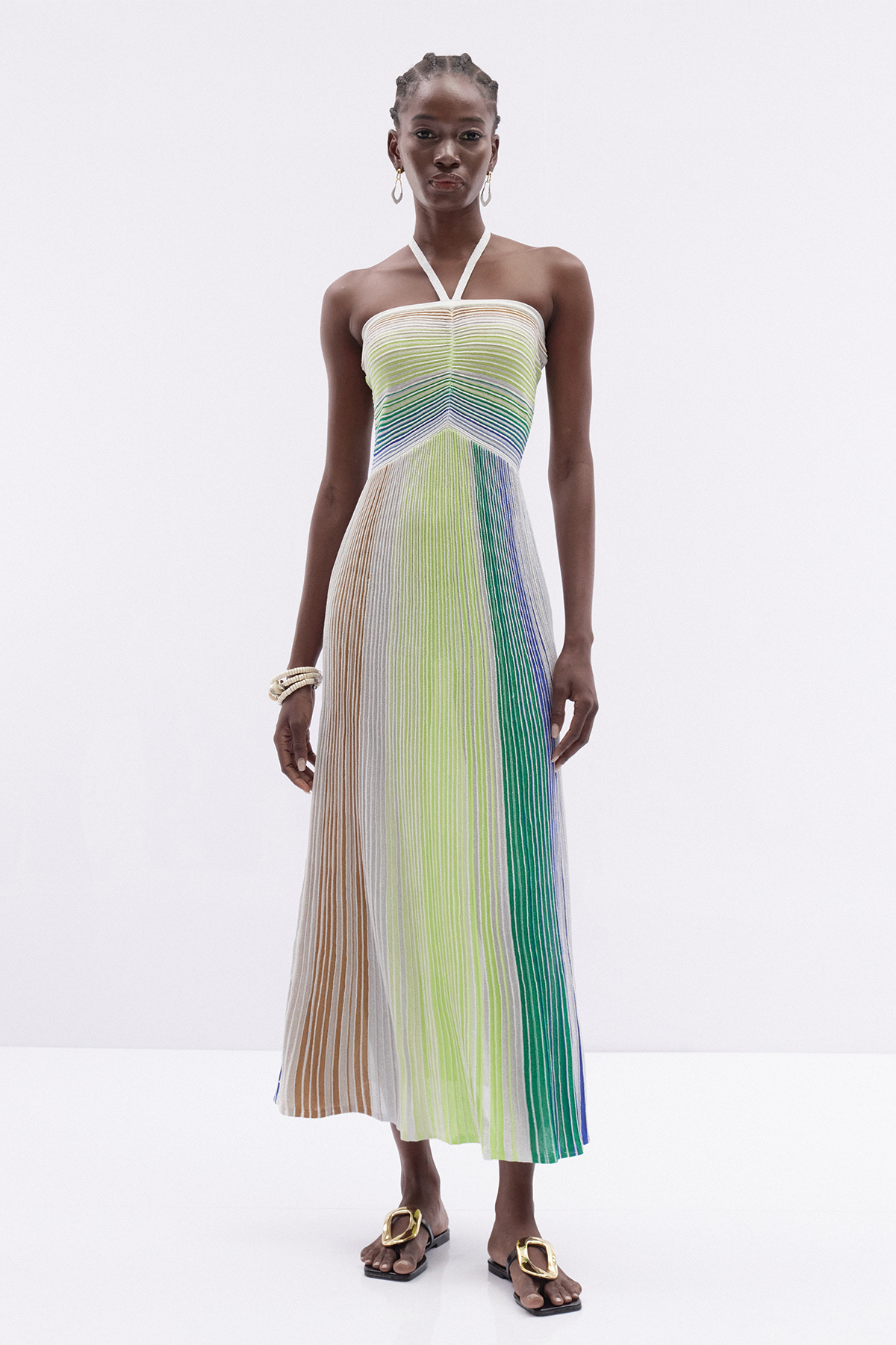 Irinei Halter Neck Glitter Maxi Dress