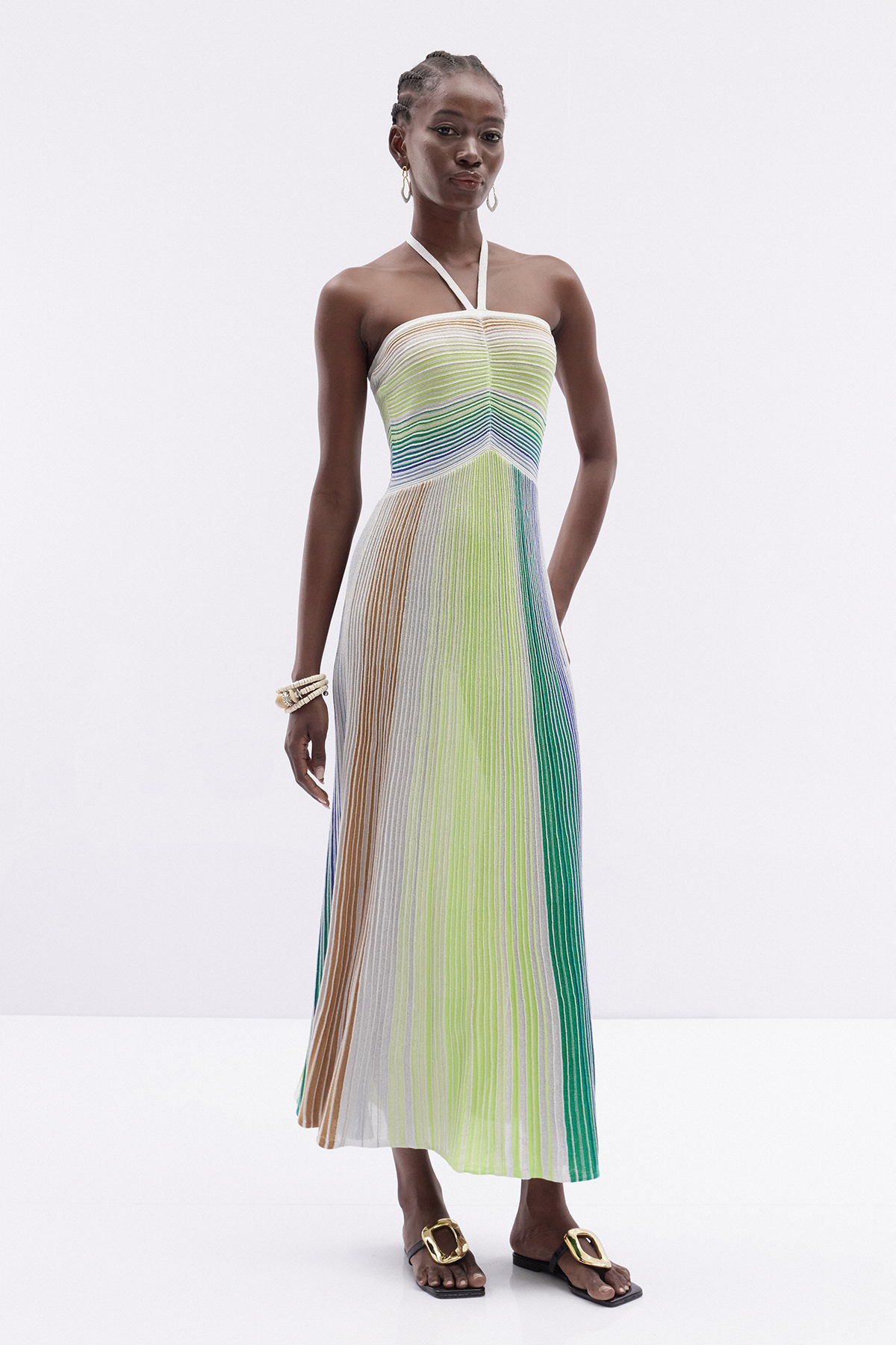 Irinei Halter Neck Glitter Maxi Dress