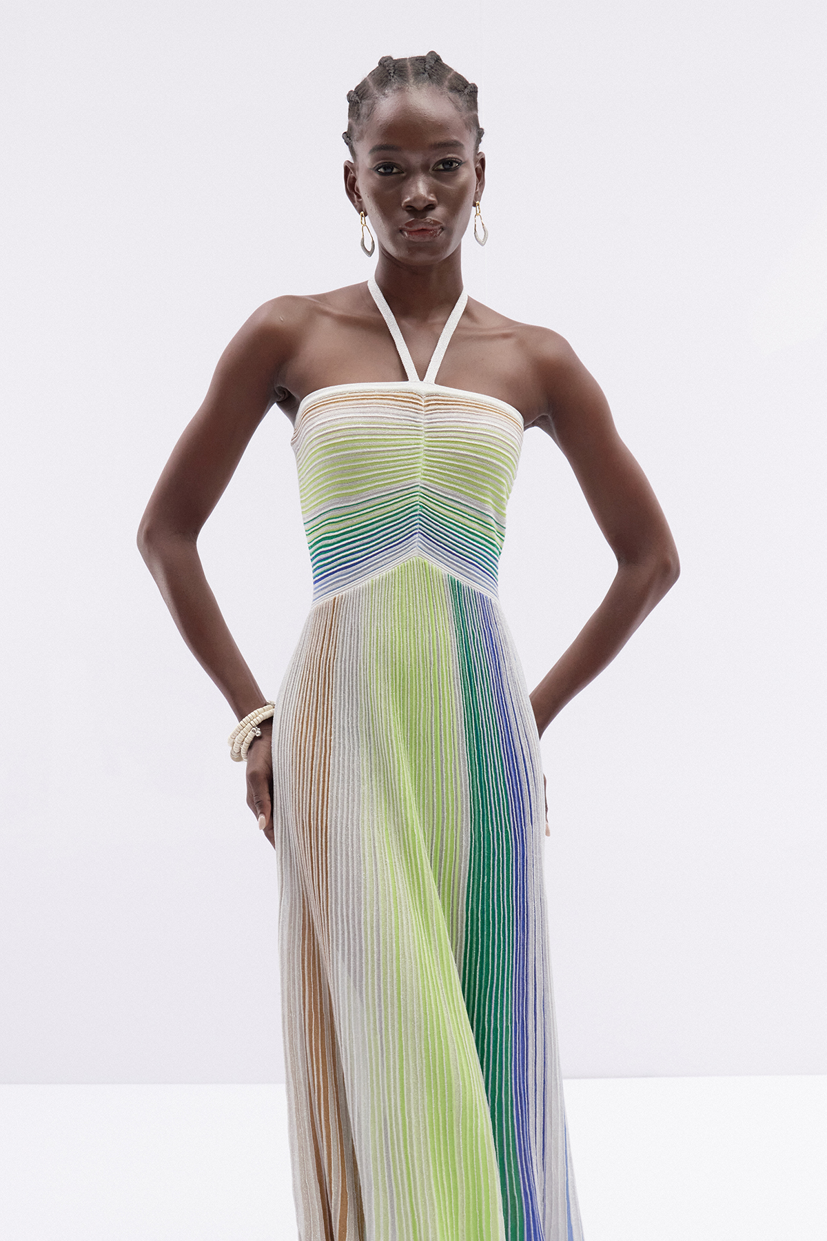 Irinei Halter Neck Glitter Maxi Dress