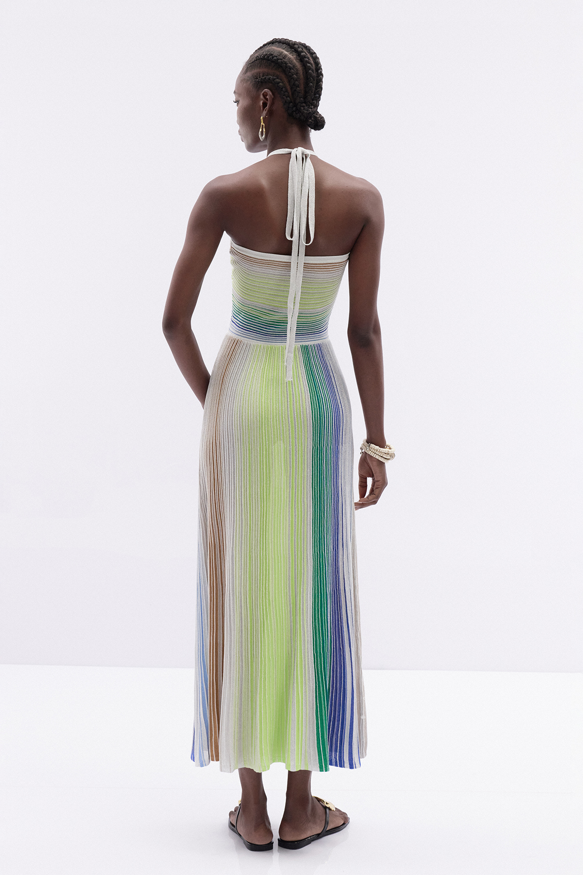 Irinei Halter Neck Glitter Maxi Dress