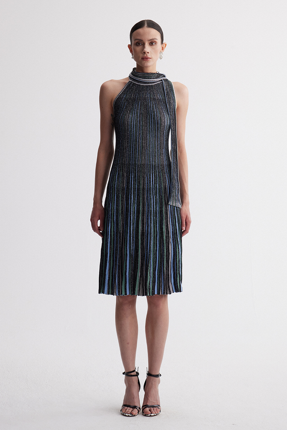 Irinei Sleeveless Knit Scarf Maxi Dress