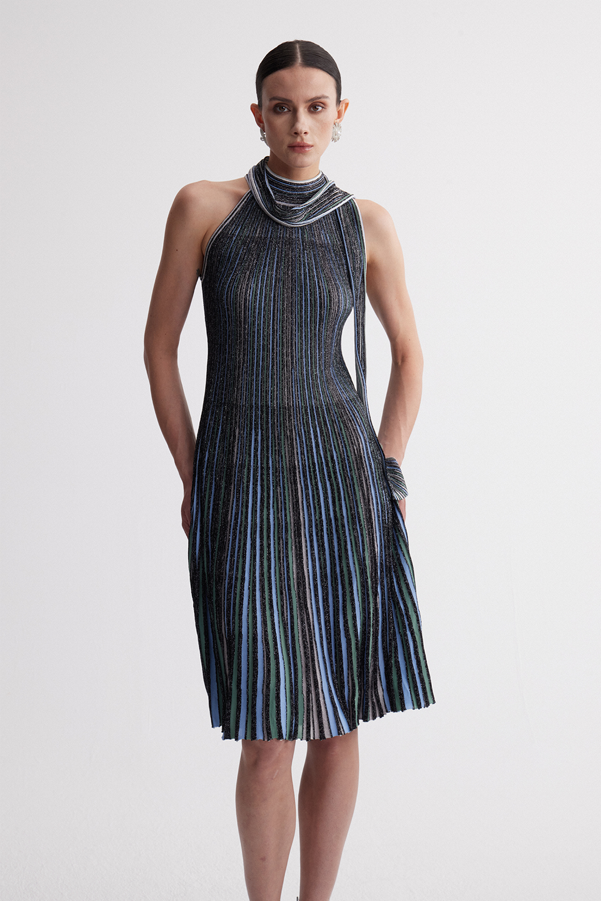 Irinei Sleeveless Knit Scarf Maxi Dress