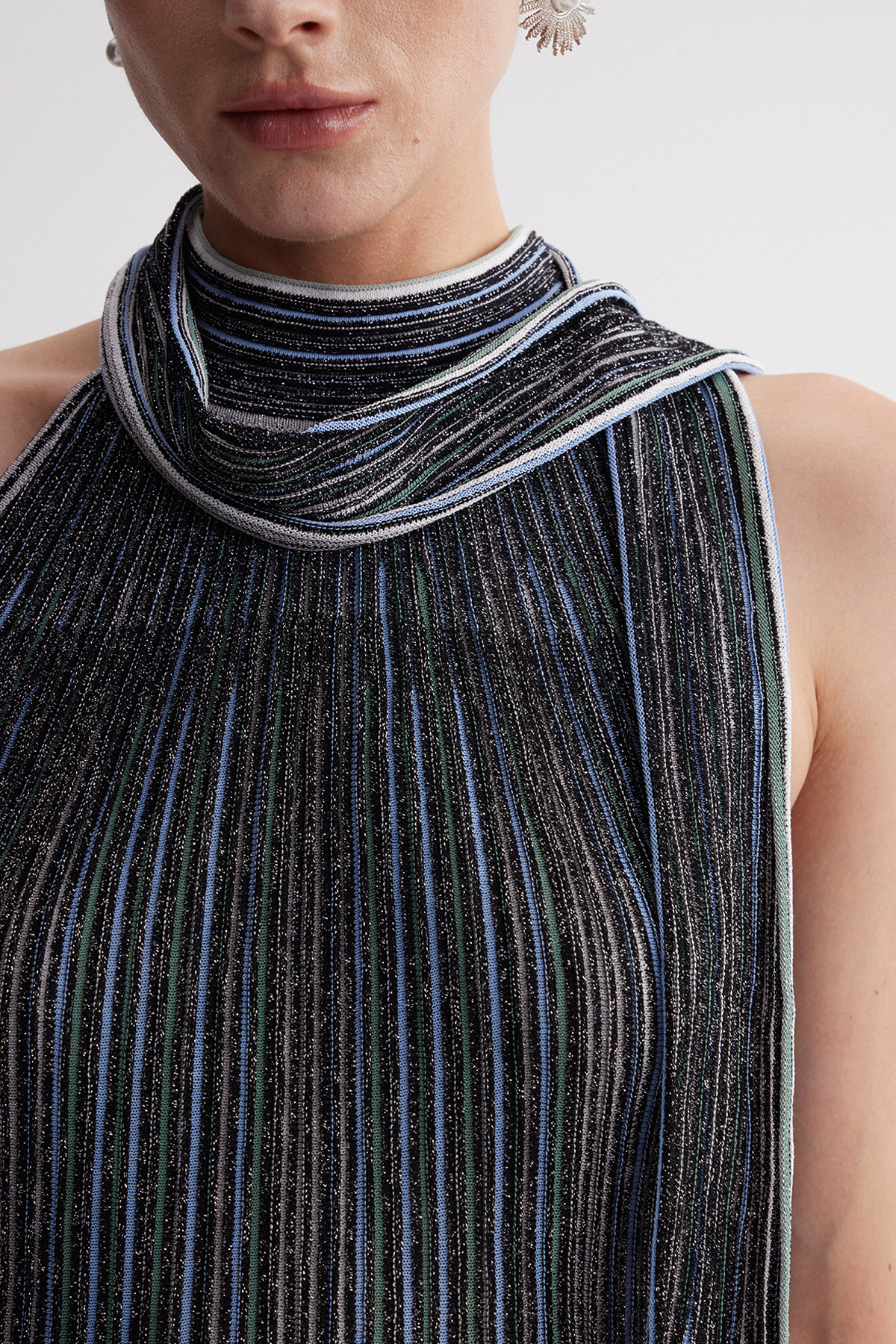 Irinei Sleeveless Knit Scarf Maxi Dress