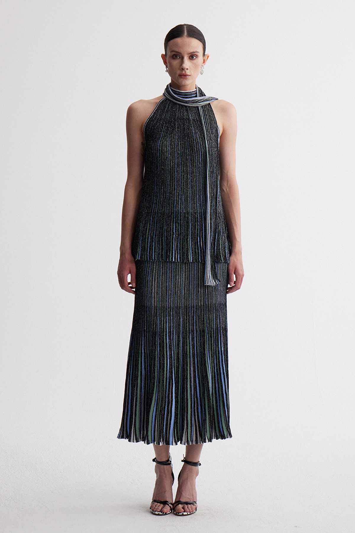 Irinei Stripe Glitter Mermaid Skirt Set