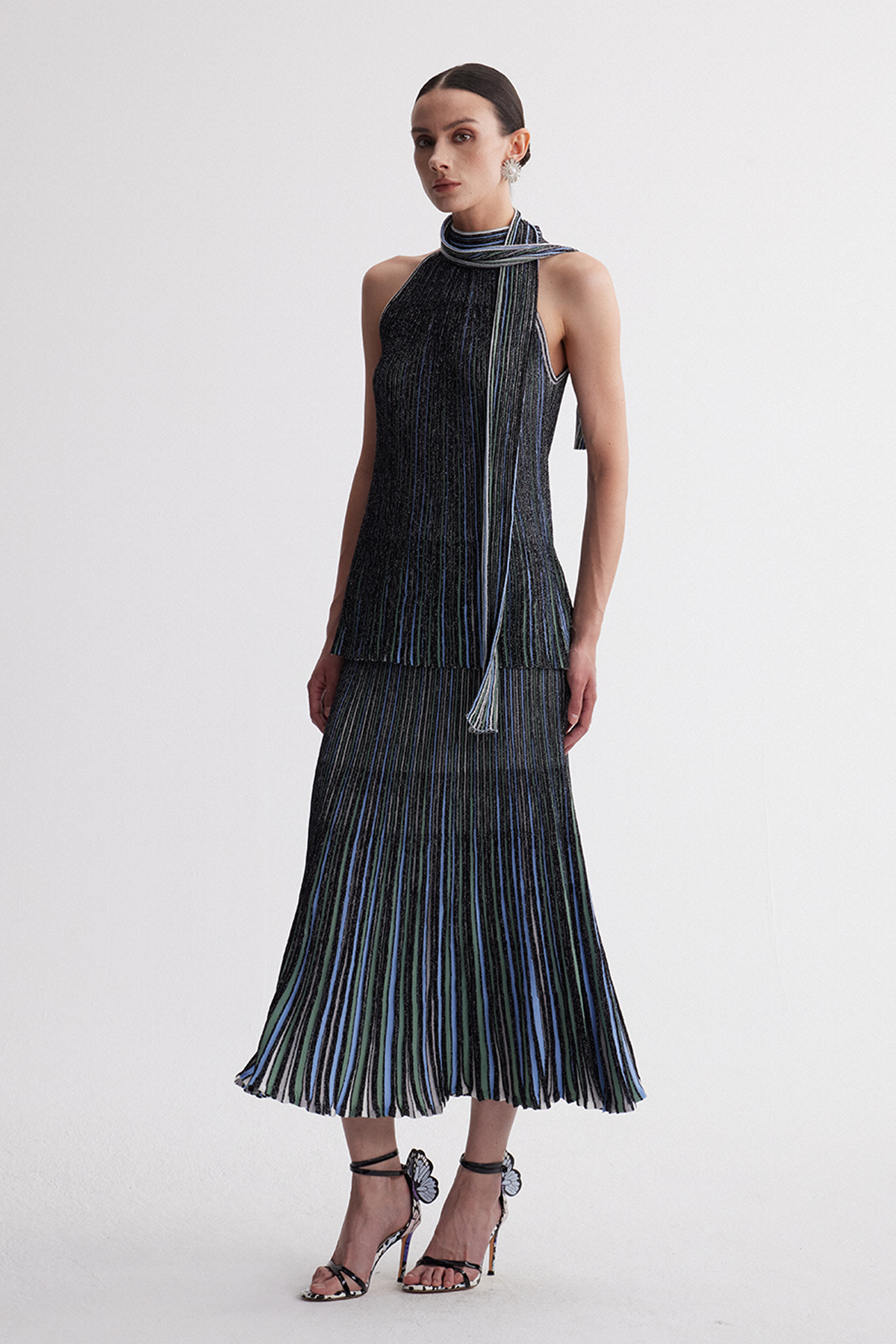 Irinei Stripe Glitter Mermaid Skirt Set