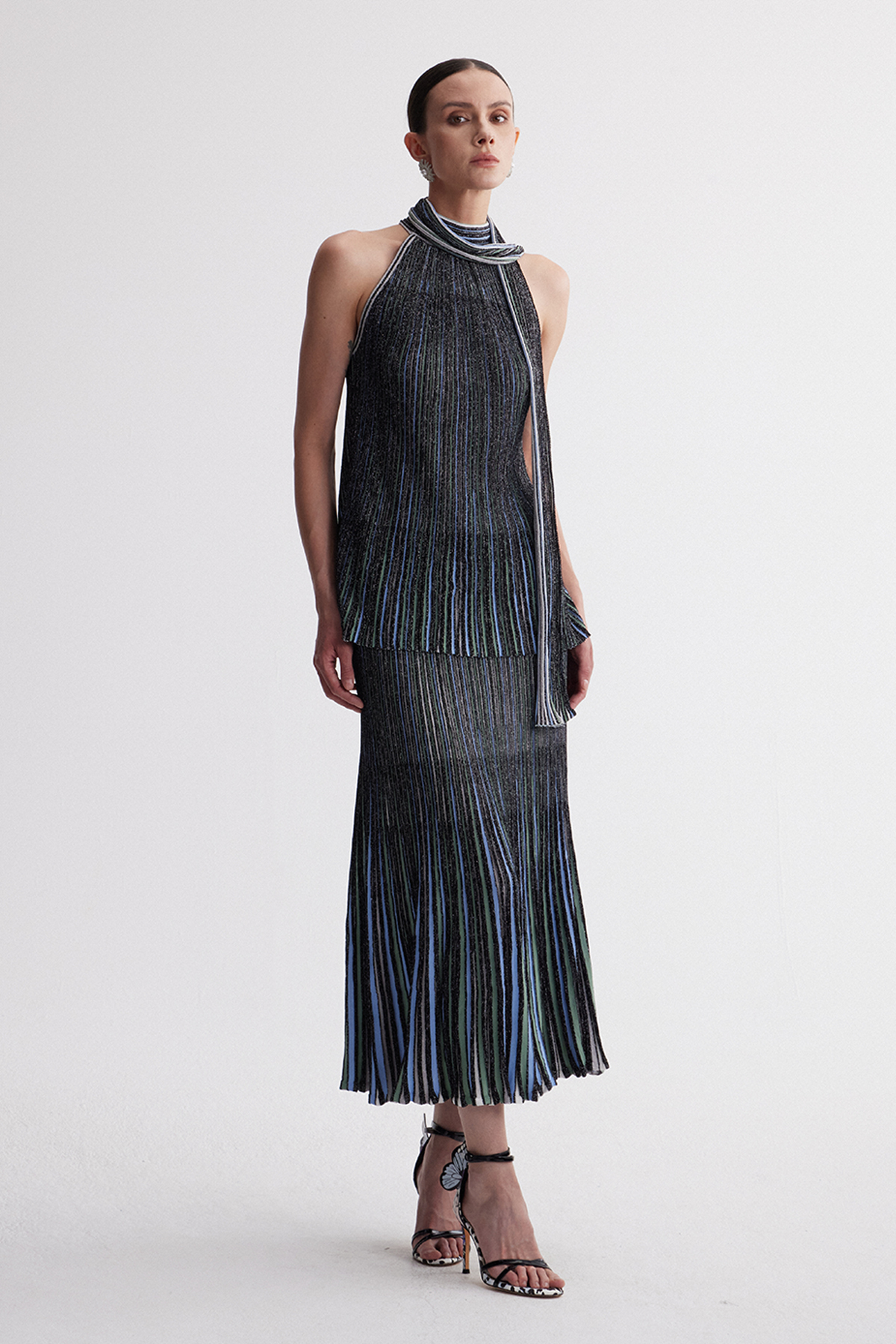 Irinei Stripe Glitter Mermaid Skirt Set