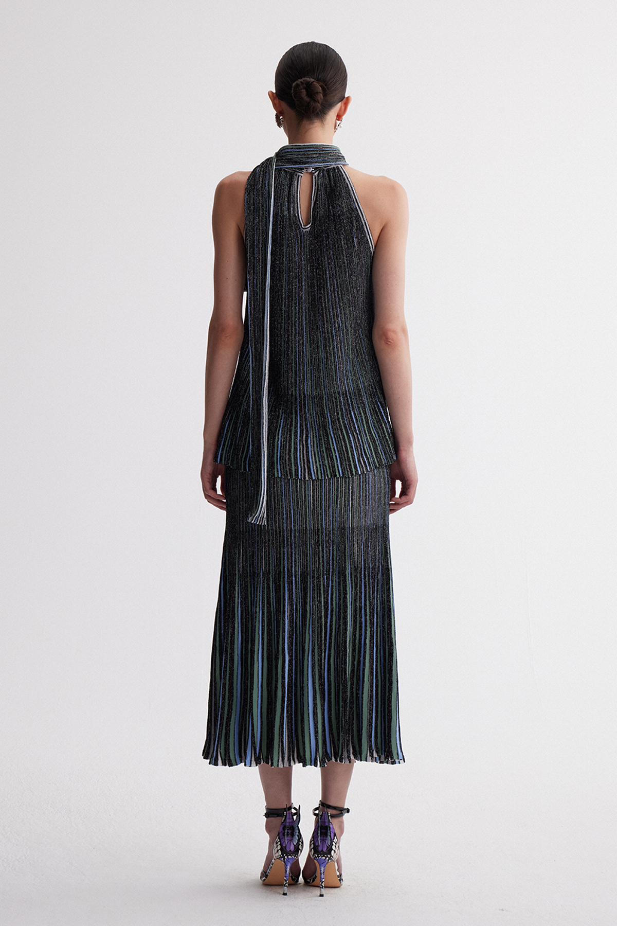 Irinei Stripe Glitter Mermaid Skirt Set
