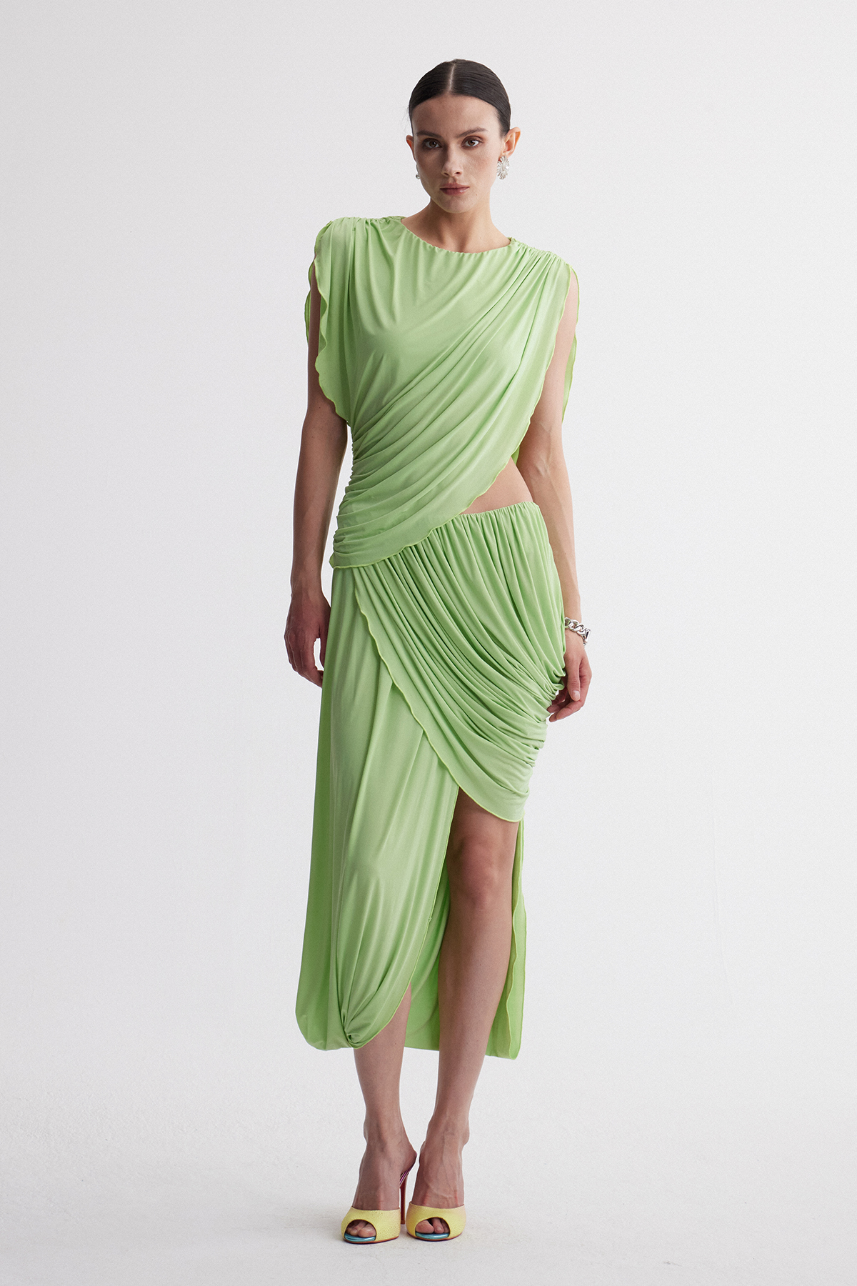 Ceylin Asymmetric Cutout Draped Maxi Dress