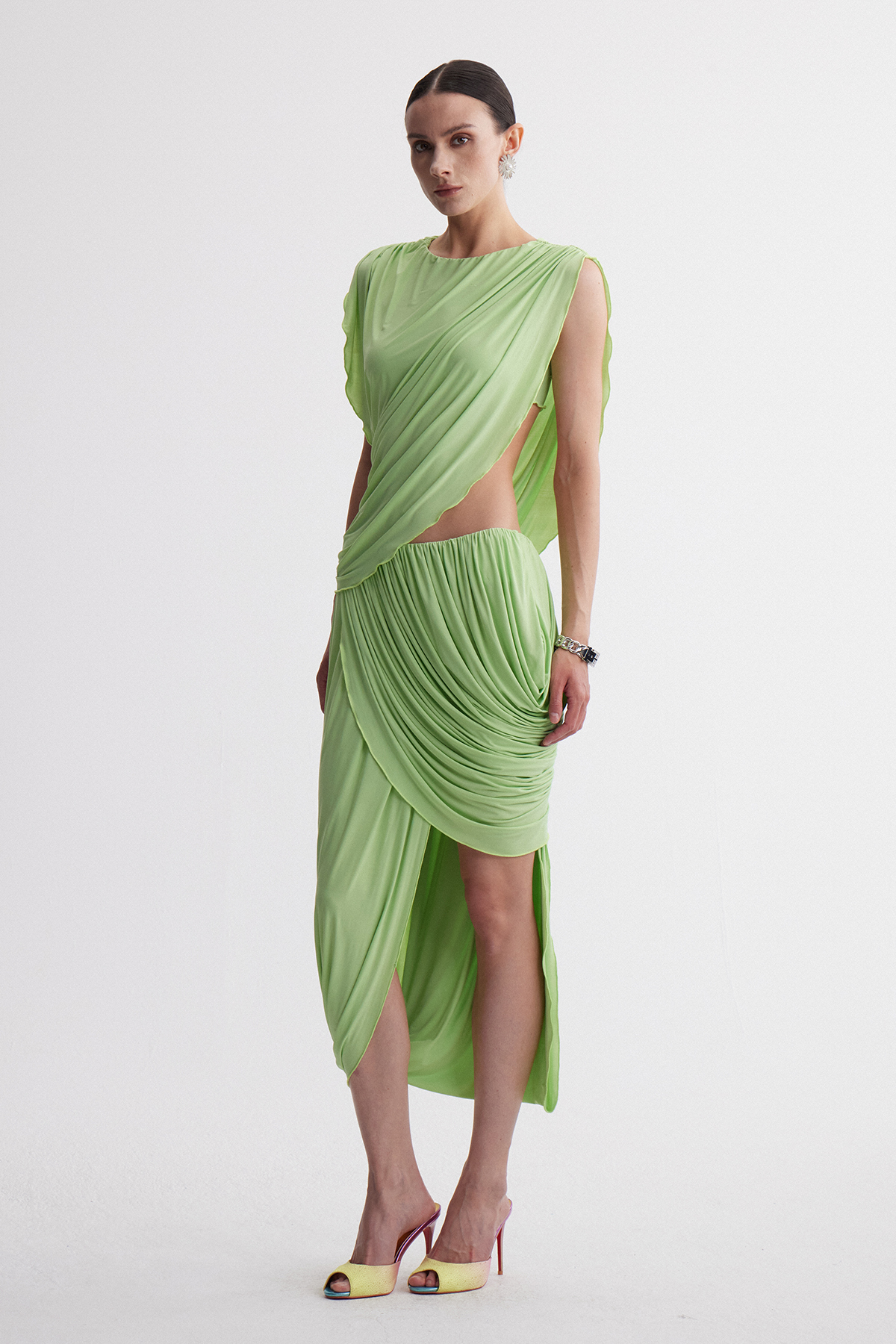 Ceylin Asymmetric Cutout Draped Maxi Dress