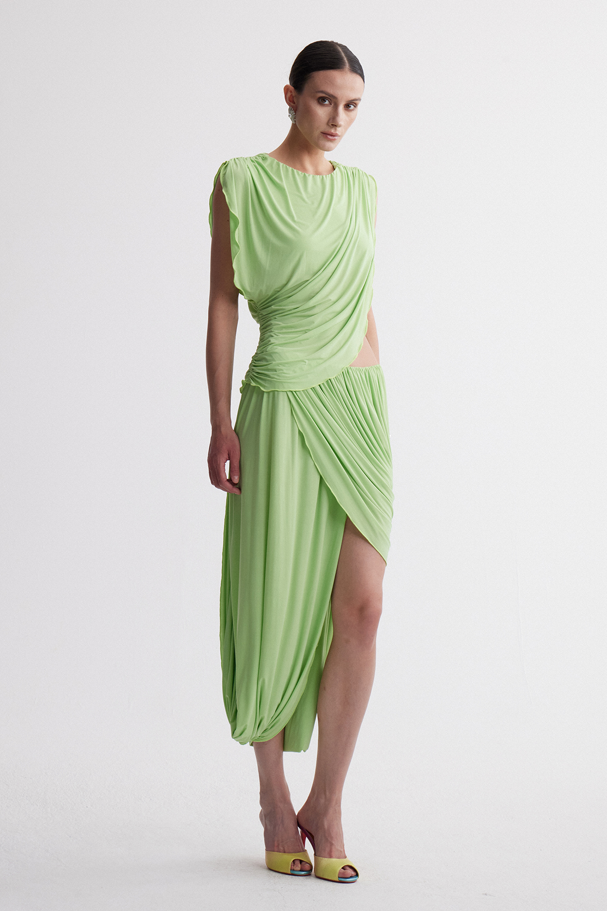 Ceylin Asymmetric Cutout Draped Maxi Dress