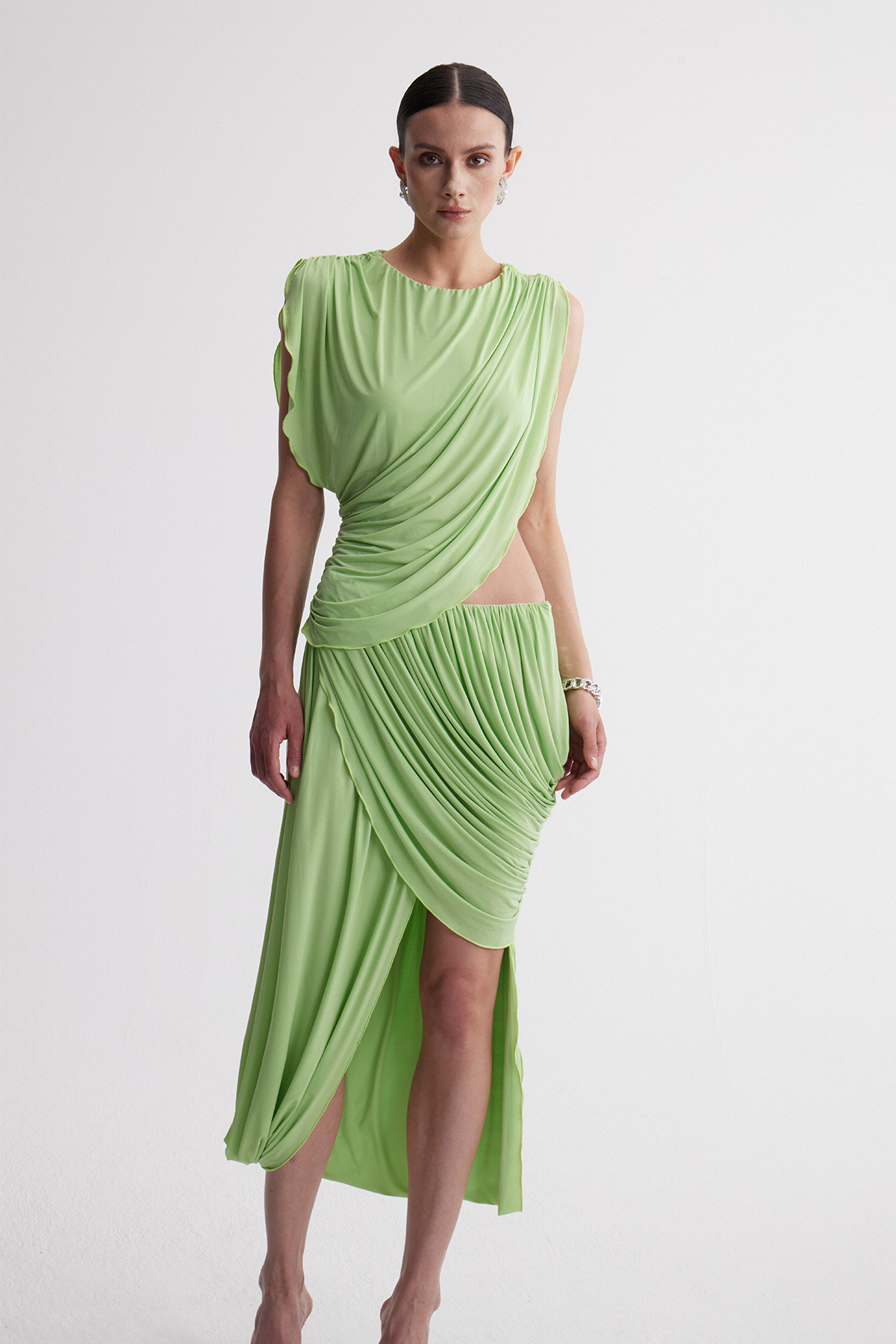 Ceylin Asymmetric Cutout Draped Maxi Dress