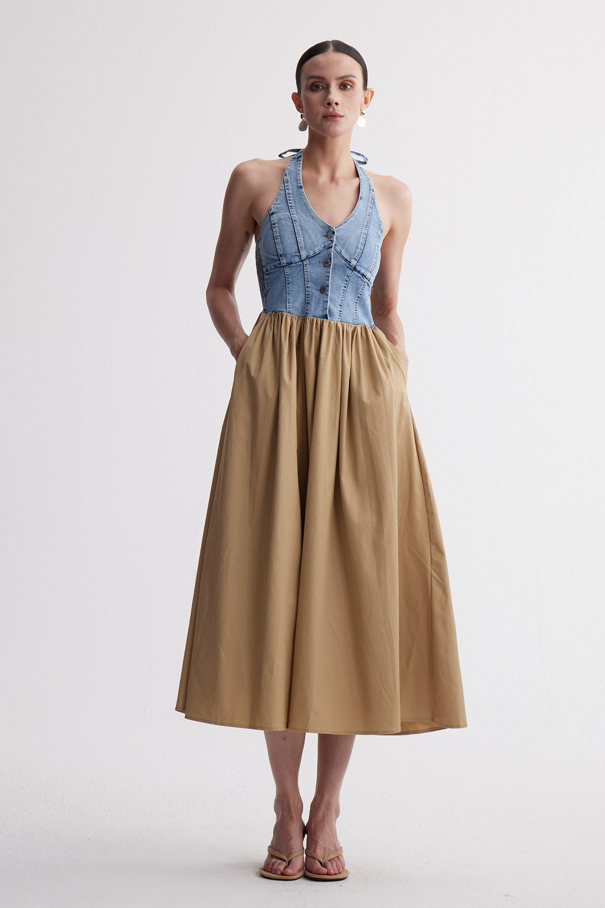 Irinushka Sleeveless Denim Midi Dress