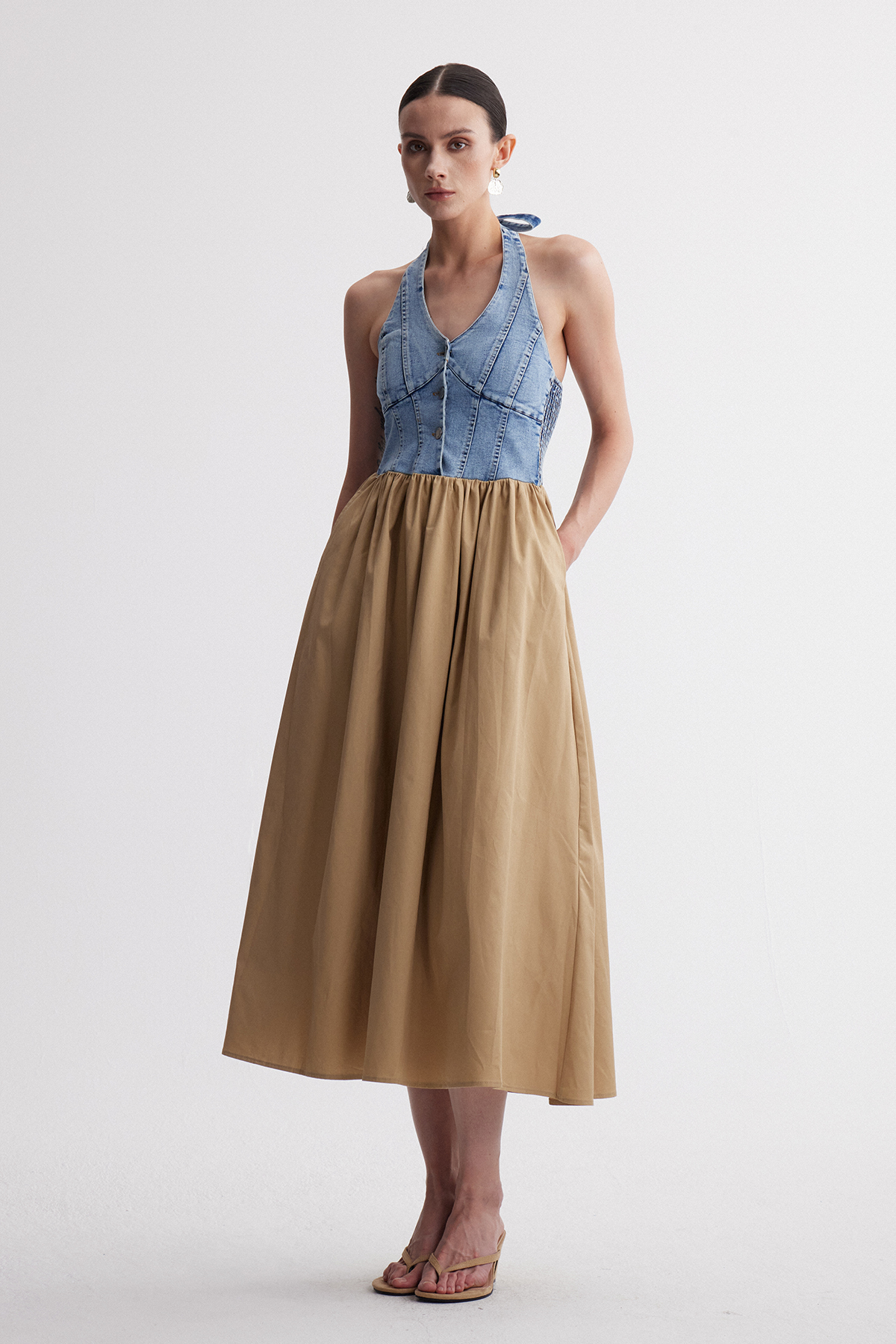 Irinushka Sleeveless Denim Midi Dress