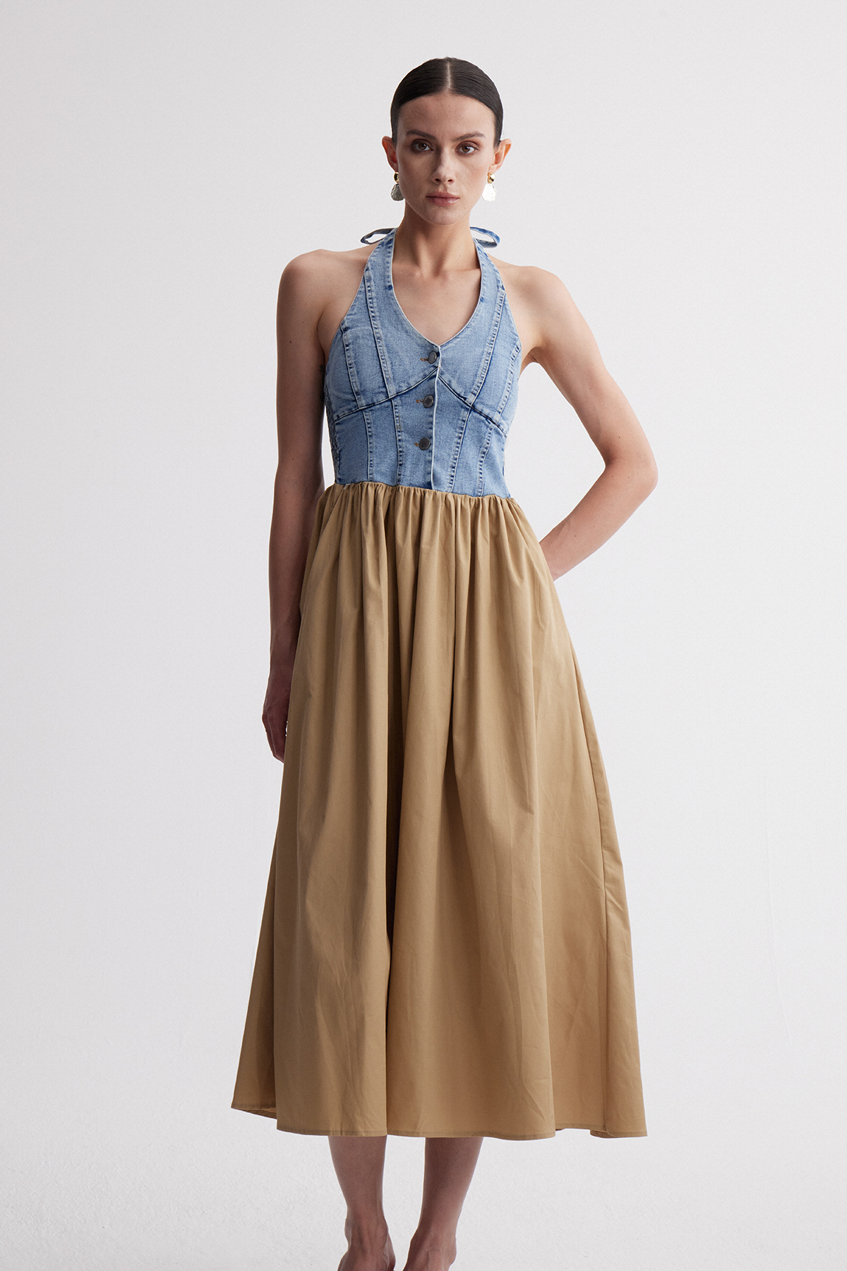 Irinushka Sleeveless Denim Midi Dress