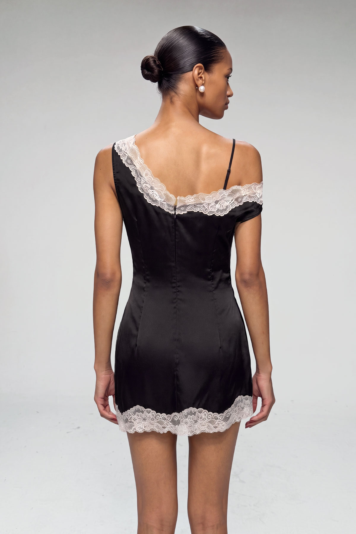 Irmak Asymmetric Lace Mini Dress