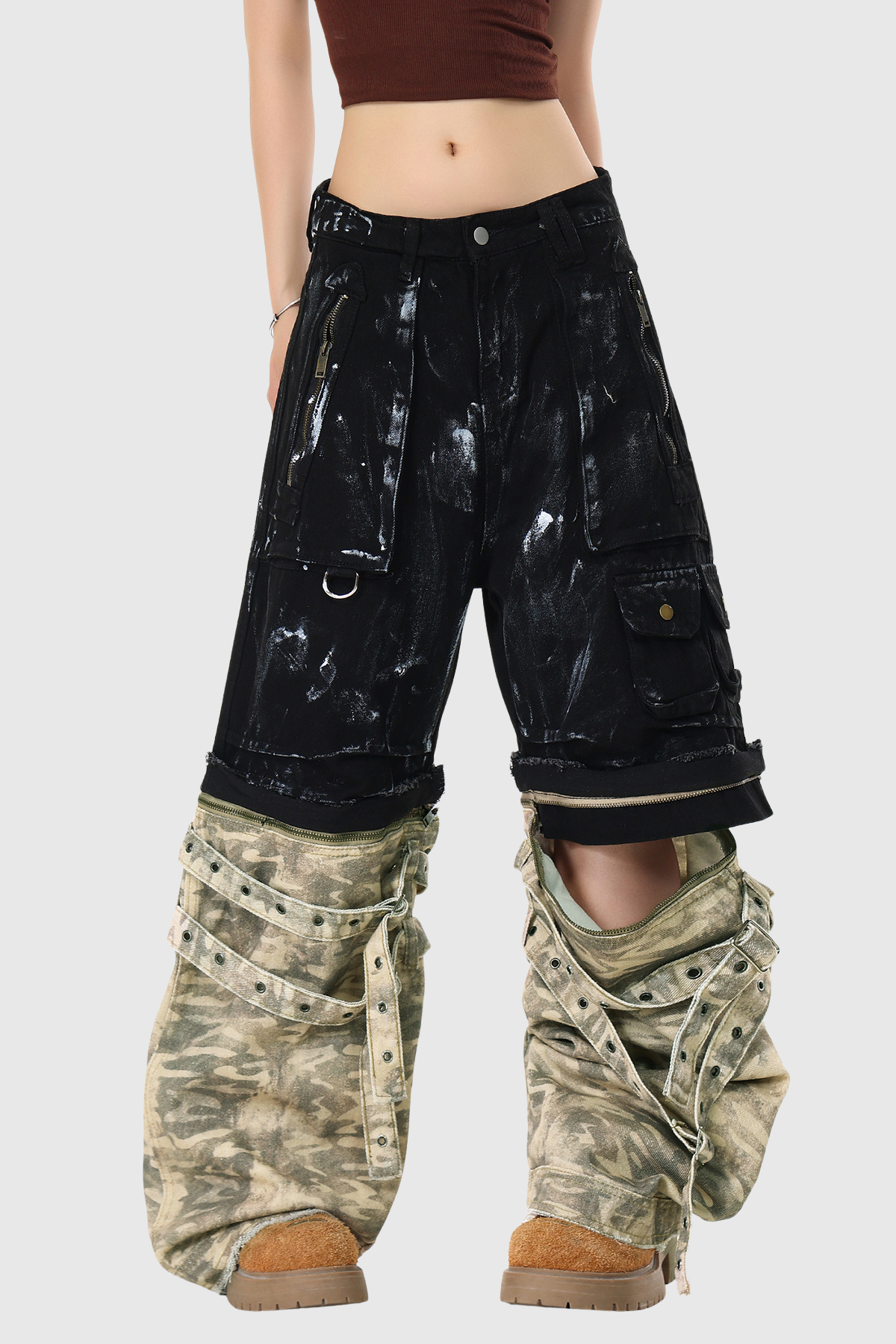 Irmgard Zipper Deconstruct Camouflage Jeans