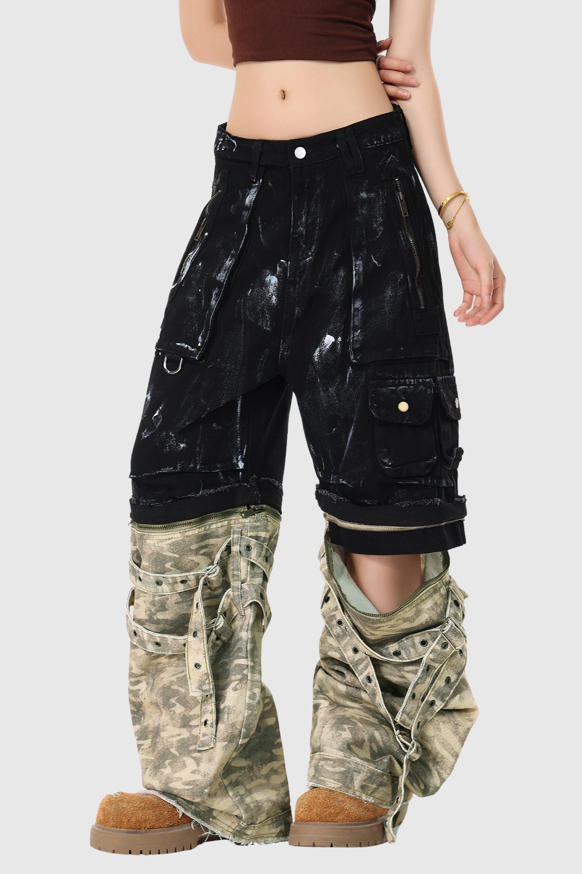 Irmgard Zipper Deconstruct Camouflage Jeans