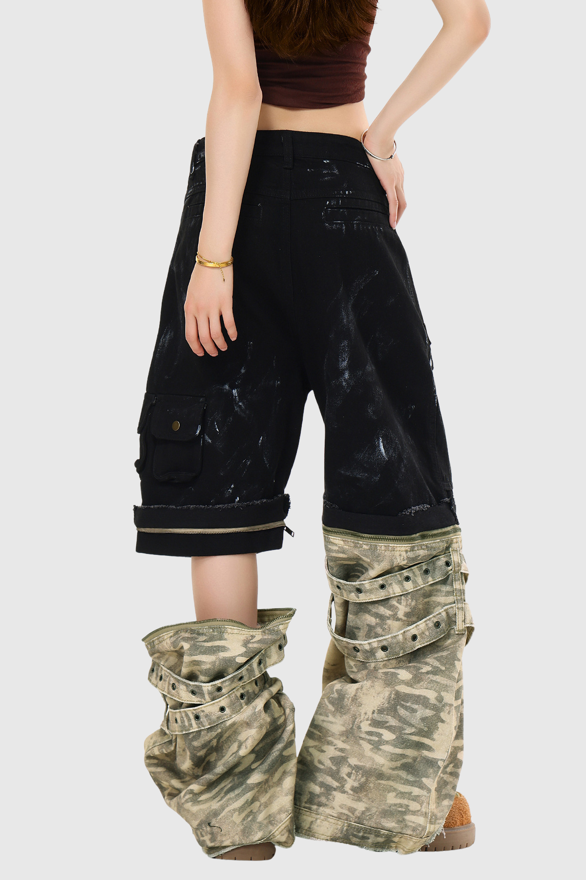 Irmgard Zipper Deconstruct Camouflage Jeans